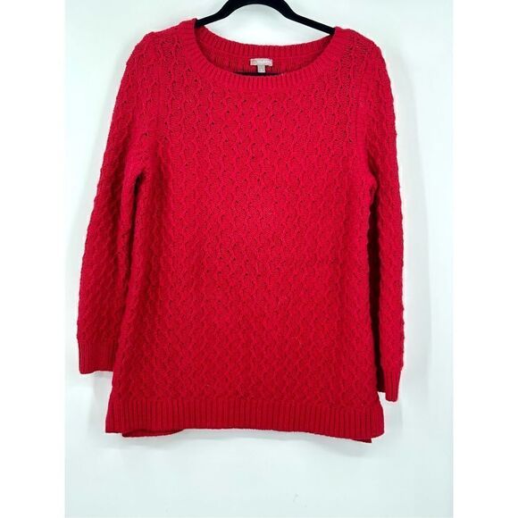 Talbots women’s red cotton/ wool blend sweater size L - Picture 1 of 6